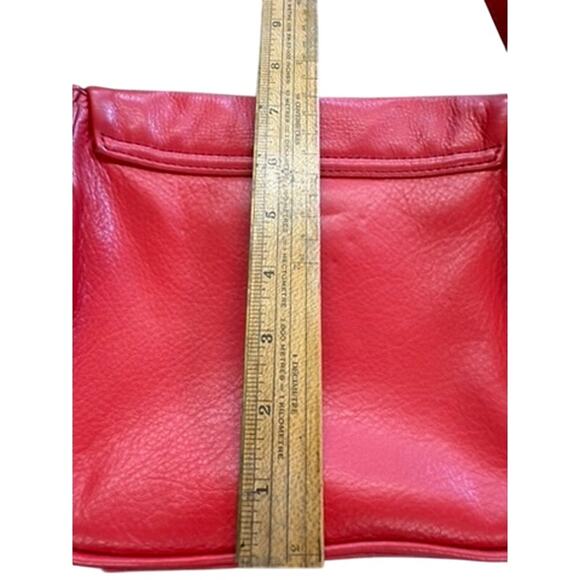 "TED BAKER" Cross Body Red Leather Purse Gold Metal Accent Quiet Luxury Designer - Picture 5 of 16